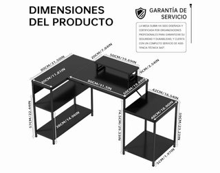 Escritorio Esquinero Negro 152x80cm