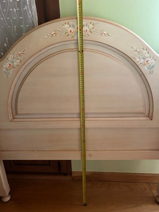 Cabecero madera cama 105 cm floral y silla a juego
