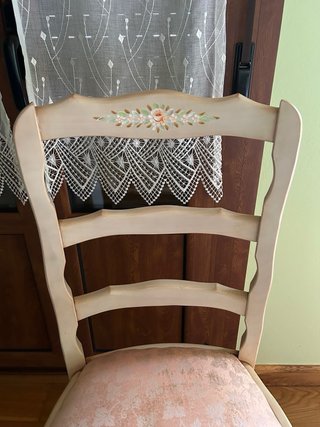 Cabecero madera cama 105 cm floral y silla a juego