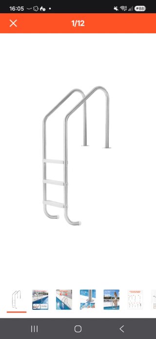 Escalera Piscina Metal Plata