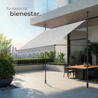 Toldo plegable para balcón con manivela 200x120x211-304 cm, gris claro