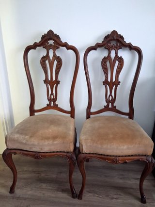 2 Sillas Vintage Talladas Clásicas Madera