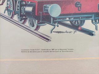 Lámina tren antiguo vapor enmarcada