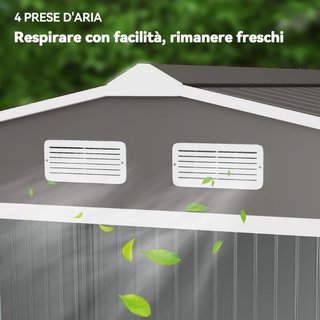 Casetta da Giardino con Doppie Porte Scorrevoli in