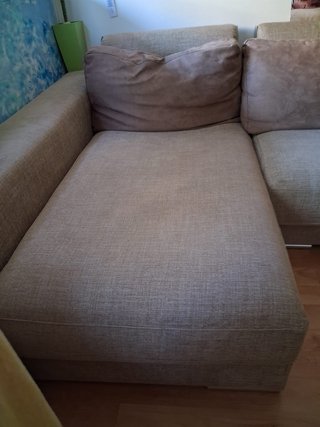 Sofá Chaiselongue Beige/Marrón