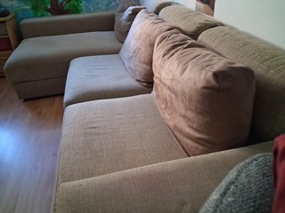 Sofá Chaiselongue Beige/Marrón