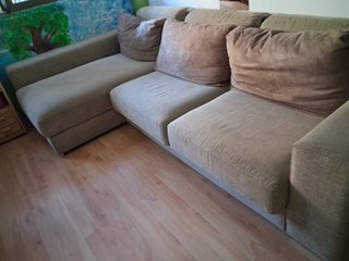 Sofá Chaiselongue Beige/Marrón