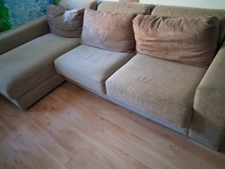 Sofá Chaiselongue Beige/Marrón
