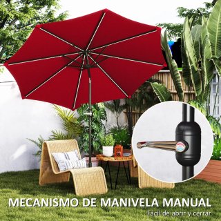 Sombrilla Jardín LED Ø292x252 cm Roja