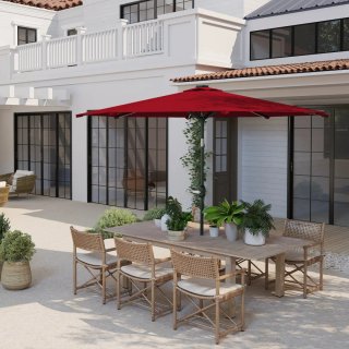Sombrilla Jardín LED Ø292x252 cm Roja