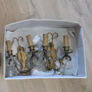 Set de 3 lámparas antiguas de bronce
