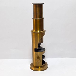 Antico Microscopio Portatile in Ottone Fine XIX S.