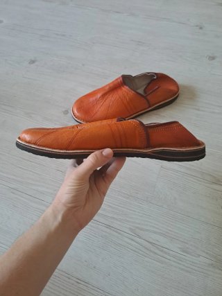 Babuchas Cuero Marroquíes Naranja