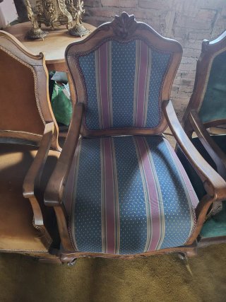 Sillones antiguos madera maciza y terciopelo