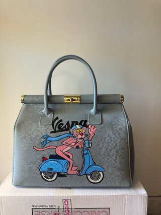 Borsa Vespa vera pelle grigia