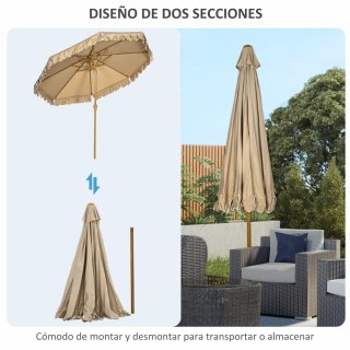 Sombrilla Jardín Beige Ø264x240 cm Ajustable
