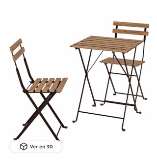 Mesa y Sillas Balcón Ikea Madera Metal