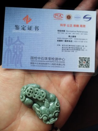 Colgante Pixiu de Jade grado A con Certificado