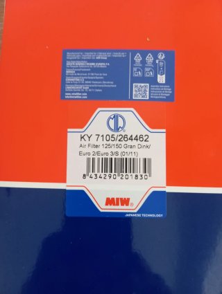 Filtro Aire MIW Kymco Grand Dink 125/150/250