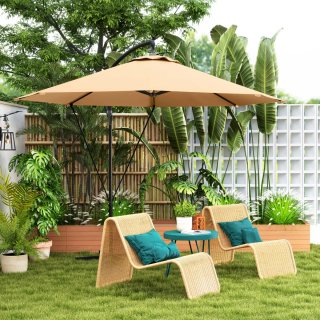 Parasol Excéntrico Beige y Negro