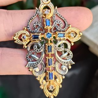Colgante Cruz de plata dorada y plateada