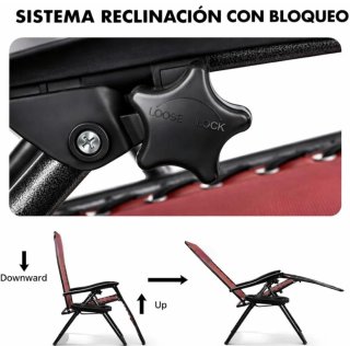 2 Tumbonas Plegables Rojas y Negras