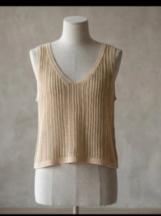 Blusa calada de punto beige talla única