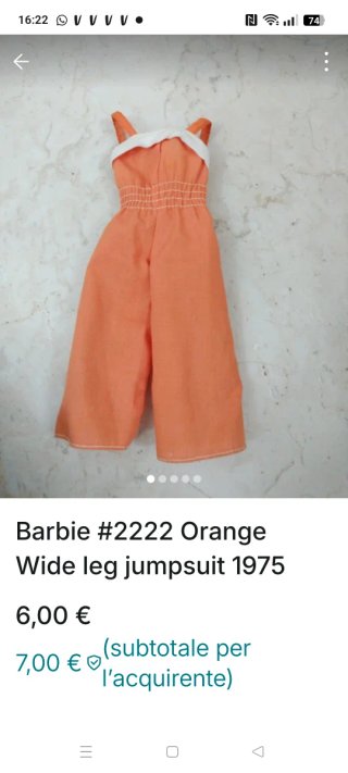 Tutina Barbie Vintage Arancione Anni '70