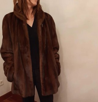 Chaquetón de piel natural marrón