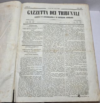 Libro Antico Gazzetta Dei Tribunali A. 4° + Indice