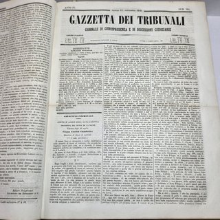 Libro Antico Gazzetta Dei Tribunali A. 4° + Indice