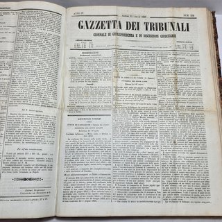 Libro Antico Gazzetta Dei Tribunali A. 4° + Indice