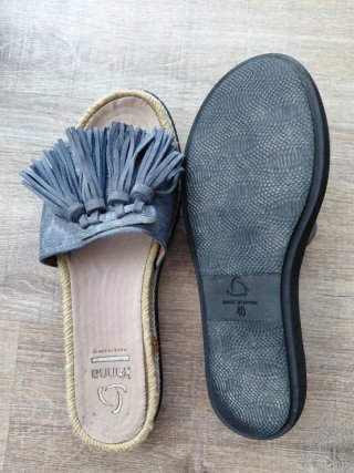 Sandalias Kanna Azul/Plata con Flecos