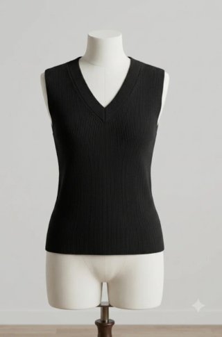 Chaleco de punto V-neck negro
