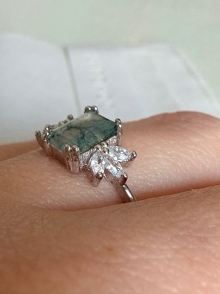 Anillo B.Concept platino ágata verde