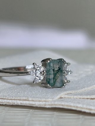 Anillo B.Concept platino ágata verde