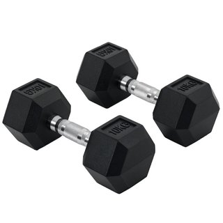 Set 2 Manubri Esagonali da 10kg in Metallo e Gomma