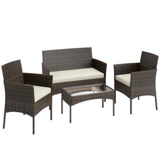 Set da Giardino 4 Pezzi con Divano 2 Posti, 2 Sedi