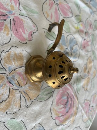 Quemador incienso antiguo metal dorado