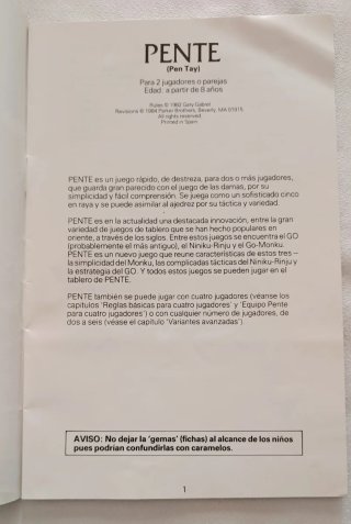 Libro Instrucciones Juego Pente 1984