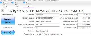 SSD M.2 NVMe SK hynix 256GB BC501