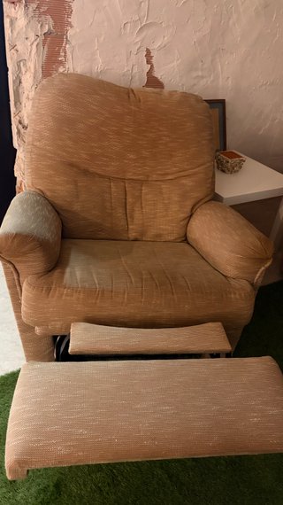 Sillón relax tela beige y marrón