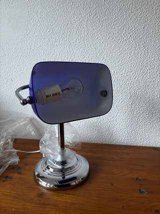 Lámpara de mesa Ikea azul cromada vintage