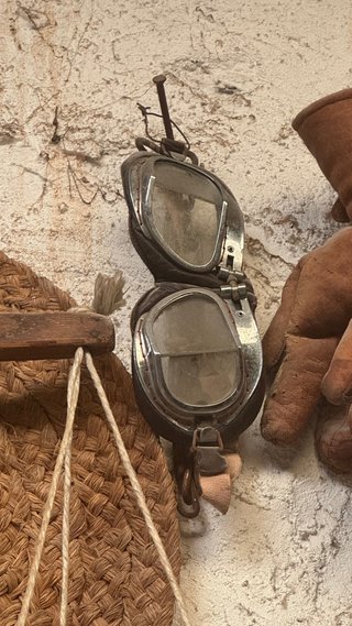Gafas Antiguas Aviador Cuero y Metal