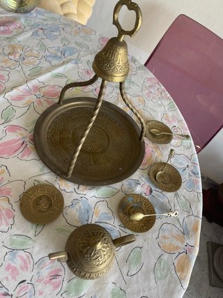 Juego de té antiguo de latón