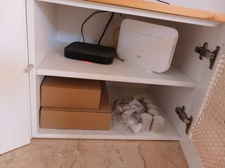 Mueble TV madera y ratán