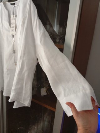 Casaca Lino Zara XS Blanca