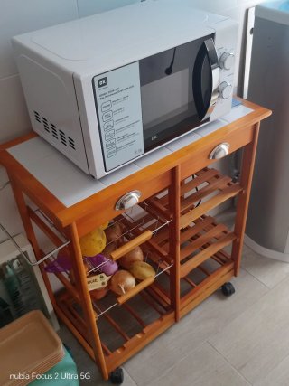 Mesa Auxiliar Cocina Ruedas Madera Cerámica