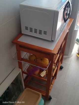 Mesa Auxiliar Cocina Ruedas Madera Cerámica