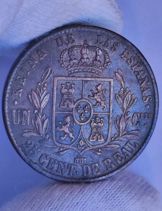 España Isabel II 25 Cént. de Real 1854 Segovia